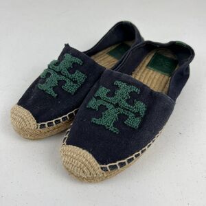 Tory Burch Elisa Logo multicolor Espadrille Flats Shoes Women's Size 6.5 Blue